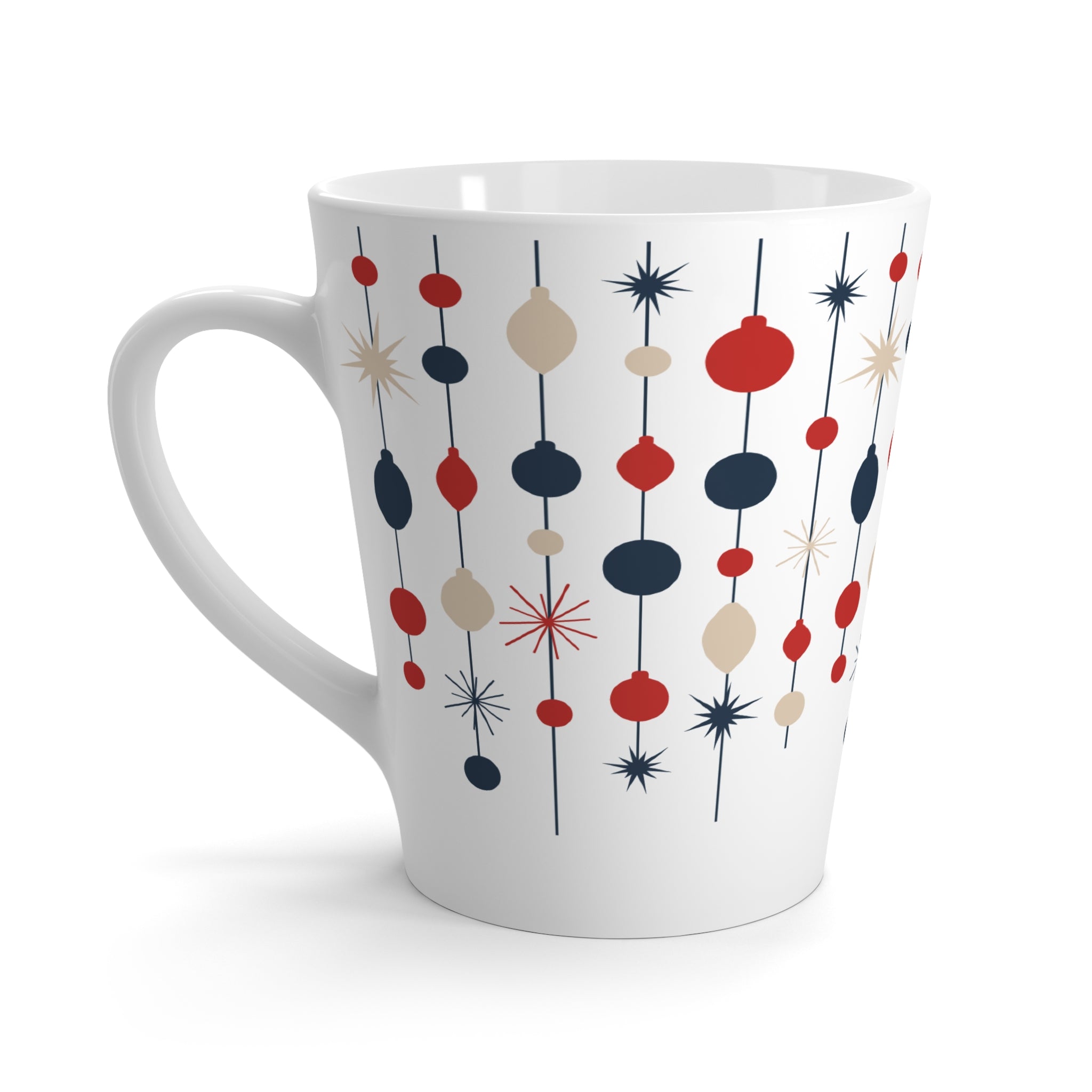 Retro Christmas Latte Mug- 12oz Mid Century Modern Season's Greetings Holiday Coffee Cup