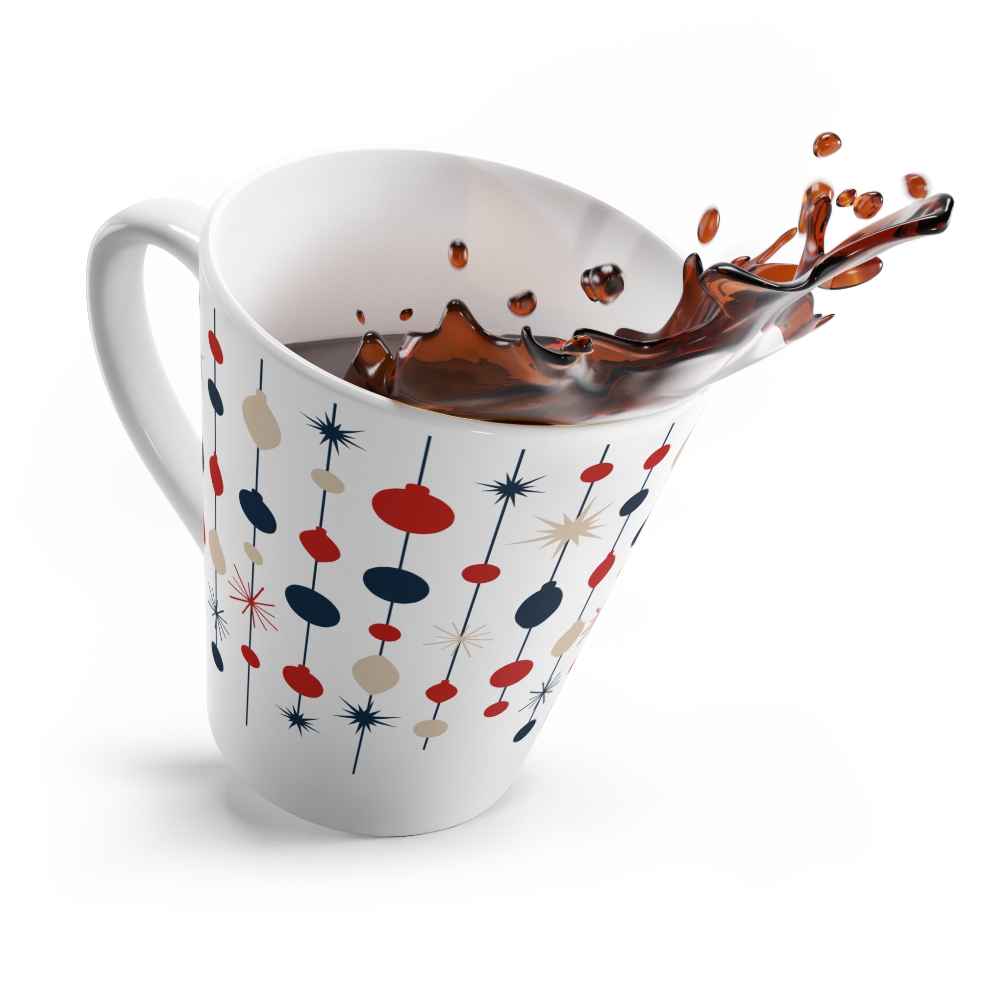 Retro Christmas Latte Mug- 12oz Mid Century Modern Season's Greetings Holiday Coffee Cup