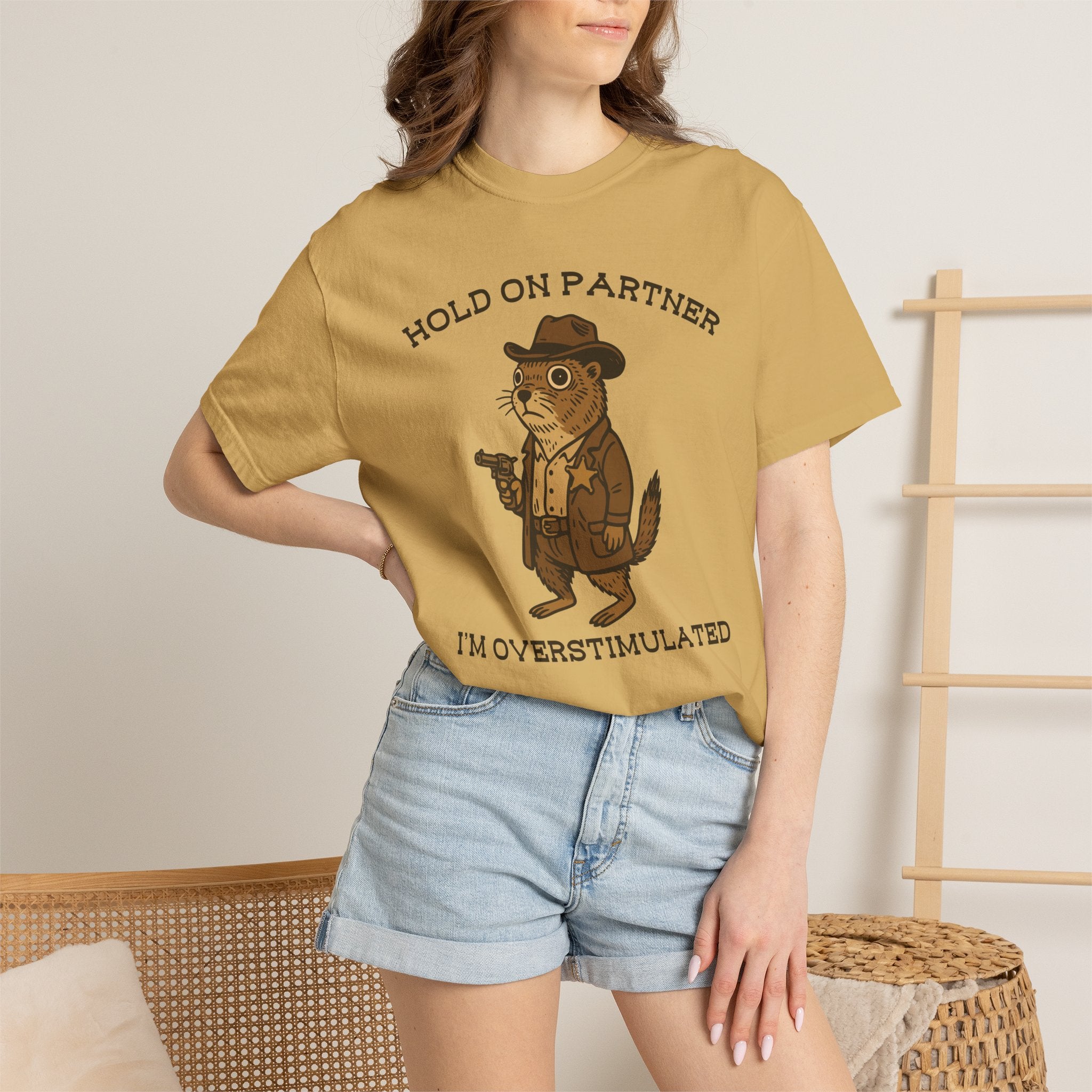 Hold On Partner, I’m Overstimulated Shirt – Funny Western Prairie Dog Tee