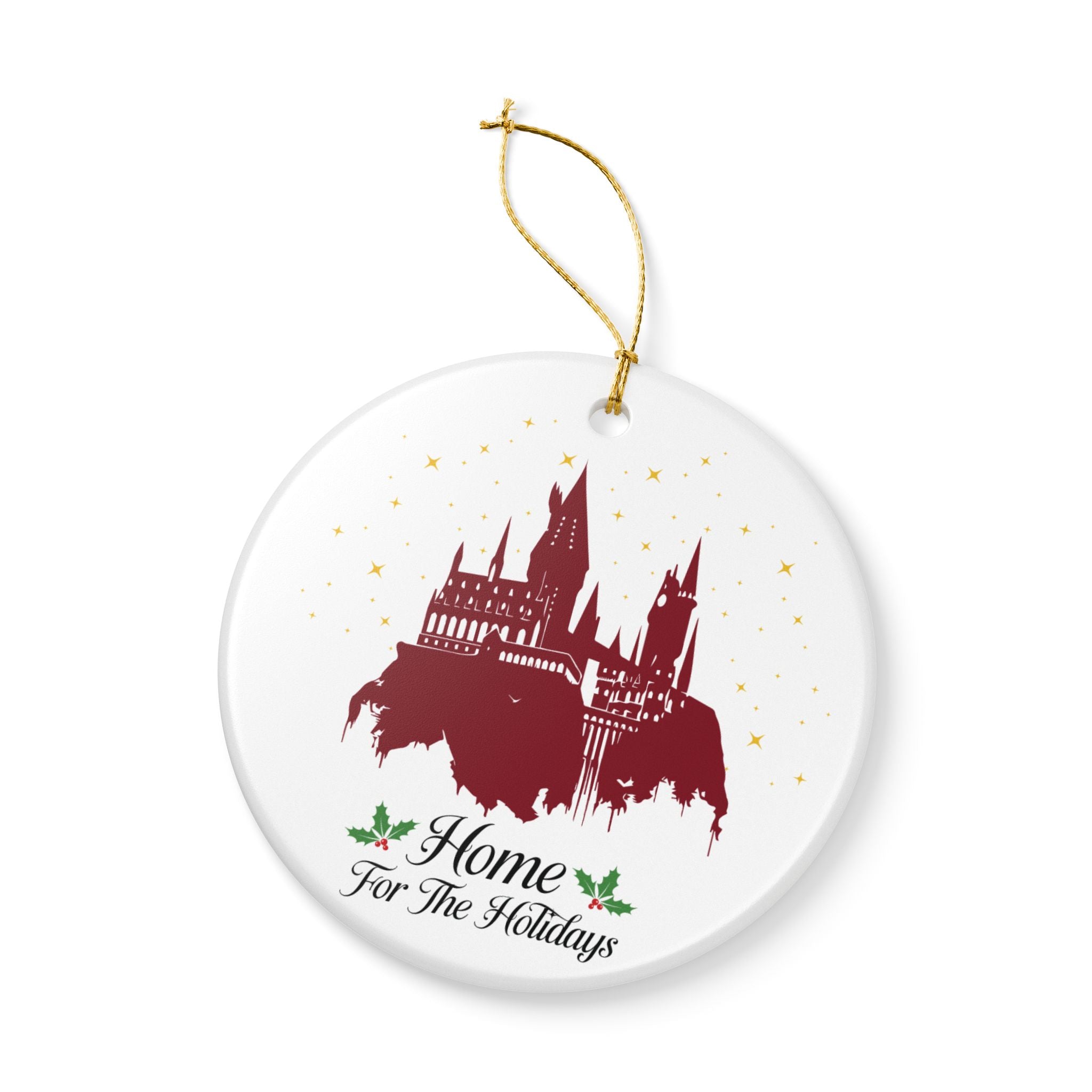 Home for the Holidays Castle Ornament- Ceramic Magical Wizard Christmas Decor