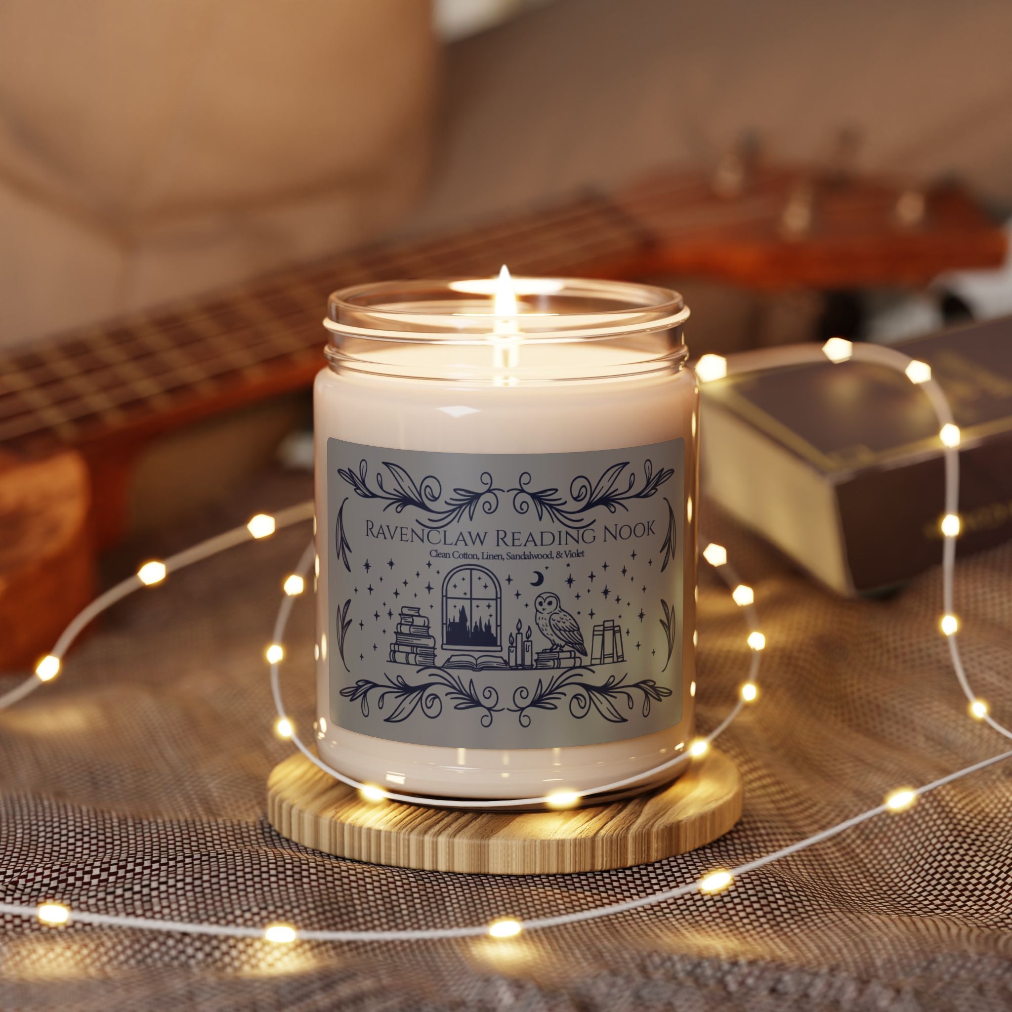 Raven House Reading Nook- Clean Cotton + Sandalwood Soy Candle, Cozy Bookish Scent