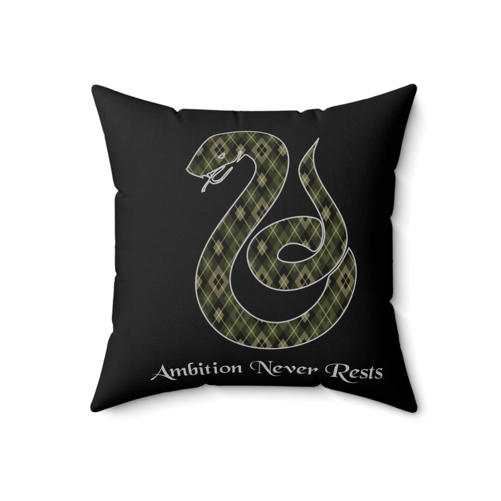 Slytherin Argyle Snake Pillow- Ambition Never Rests- Elegant Hogwarts House Decor