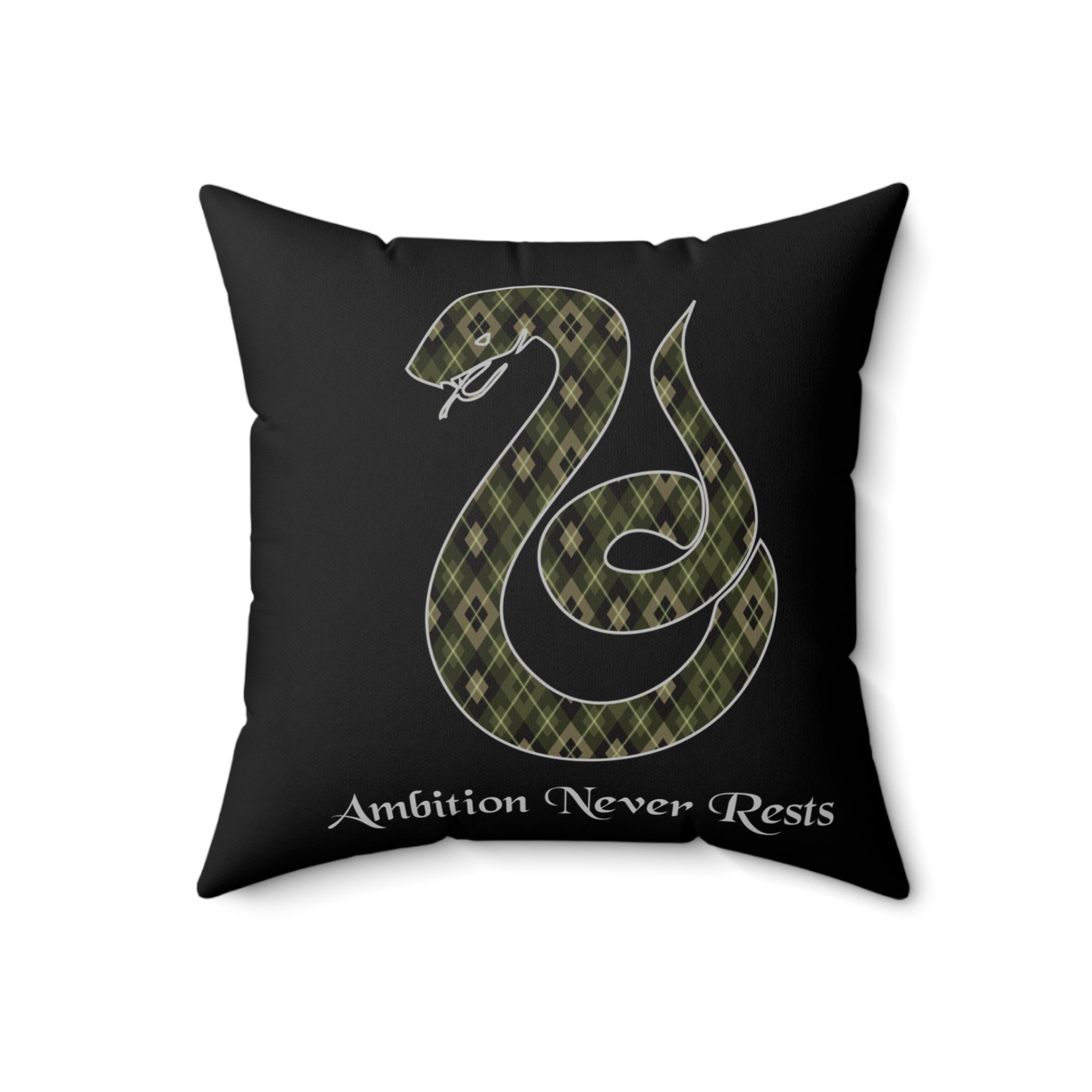Slytherin Argyle Snake Pillow- Ambition Never Rests- Elegant Hogwarts House Decor