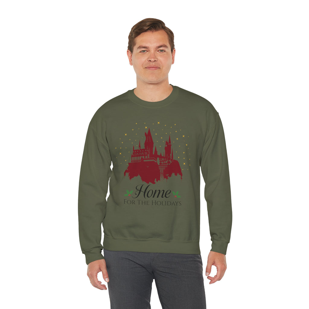 Home for the Holidays Wizard Christmas Sweatshirt- Cozy Castle Holiday Crewneck