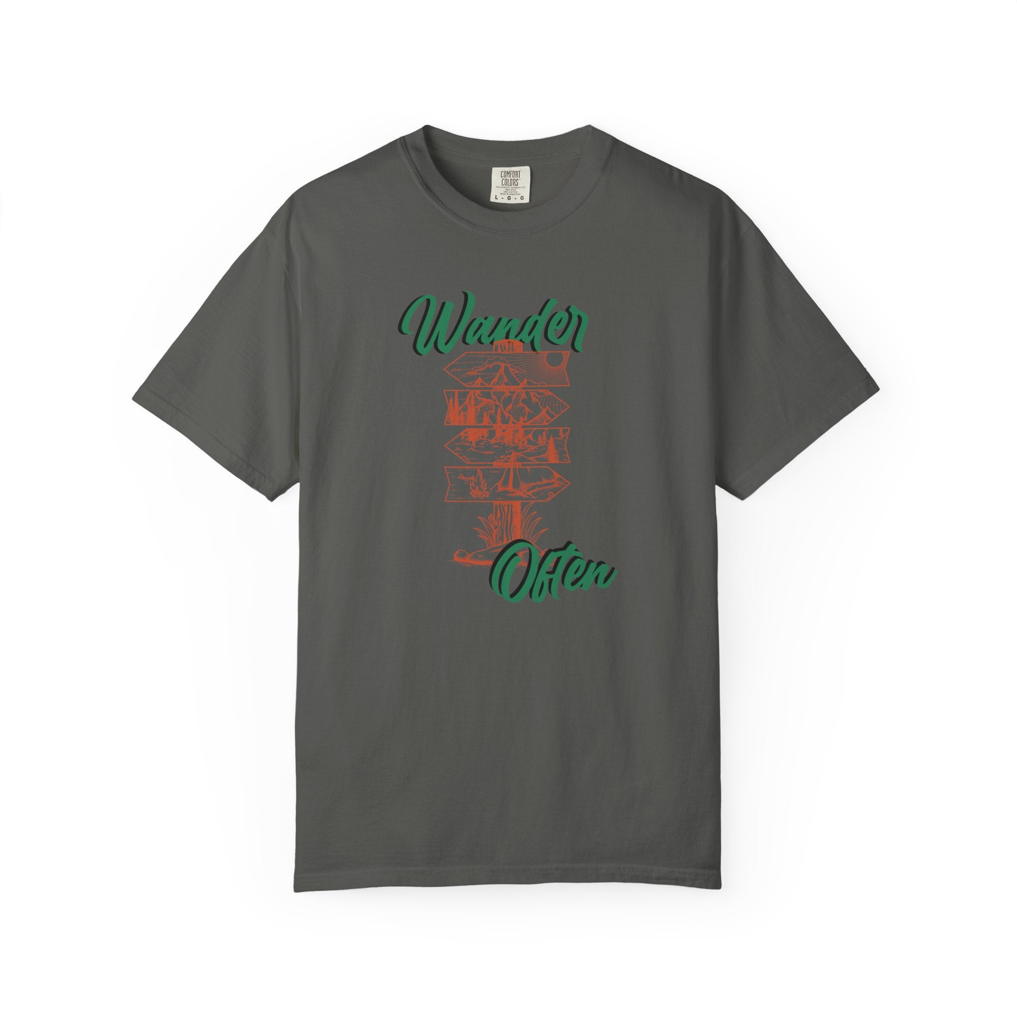 Wander Often Tee- Hiking Shirt, Rustic Signpost Adventure Graphic