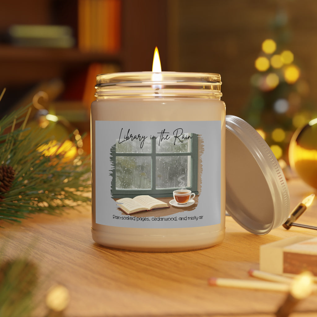 Library in the Rain Candle- Bookish Rainy Day Soy Candle for Readers