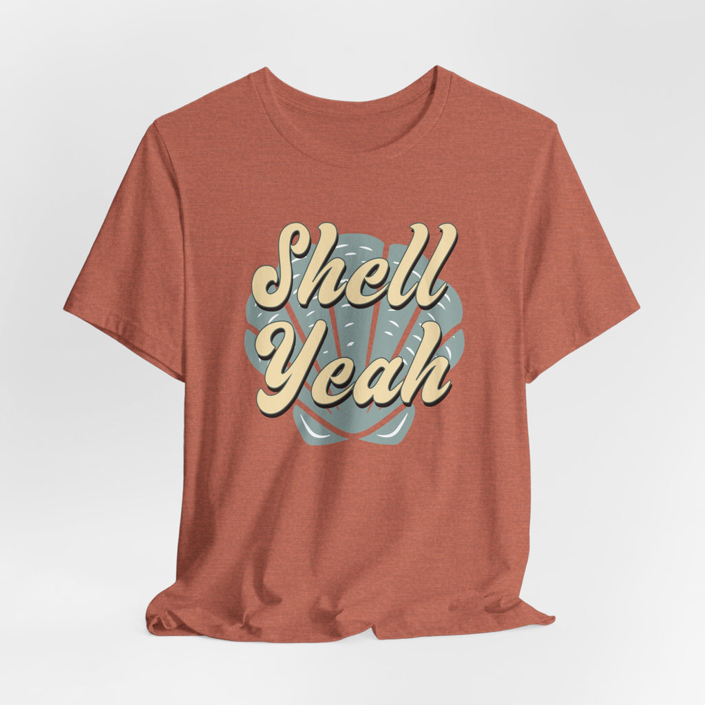 Shell Yeah Tee- Retro Seashell Beach Shirt