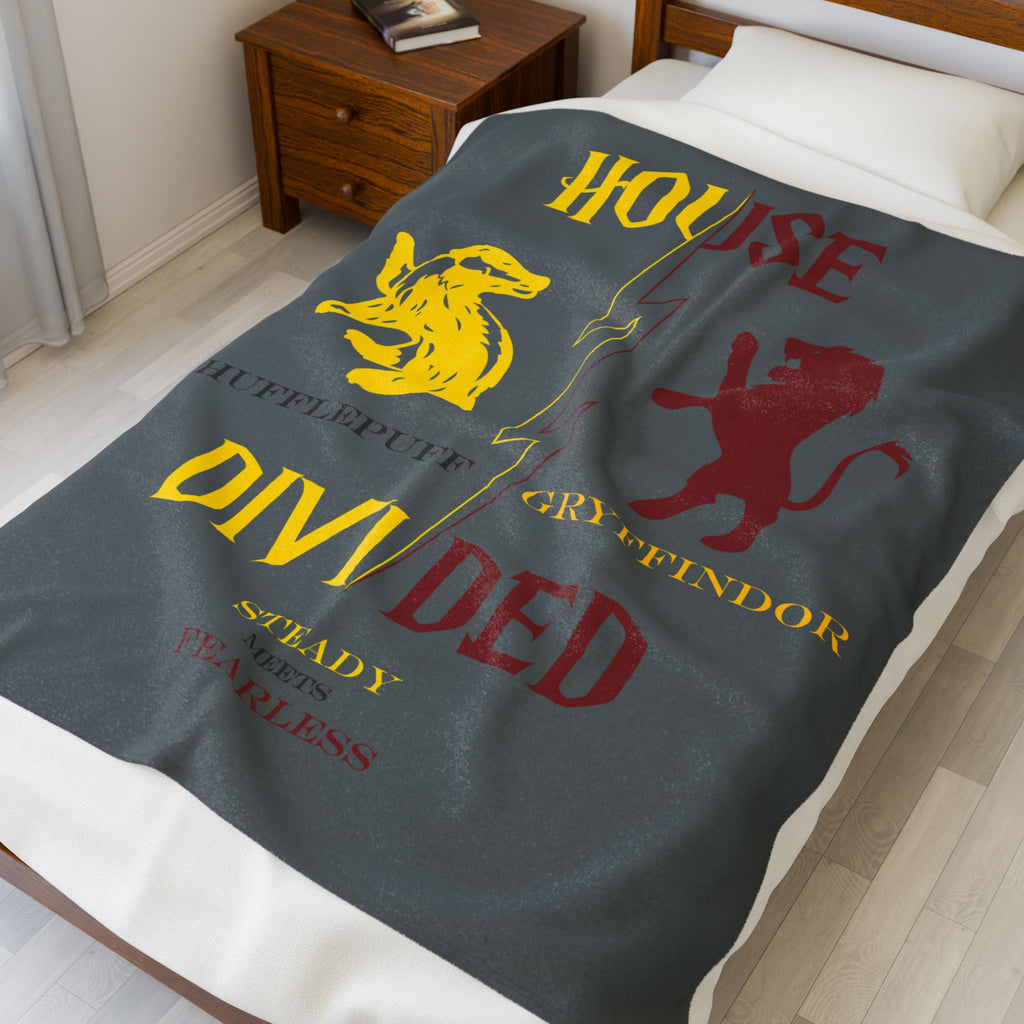 Hufflepuff Gryffindor House Divided Blanket | Steady Meets Fearless Throw