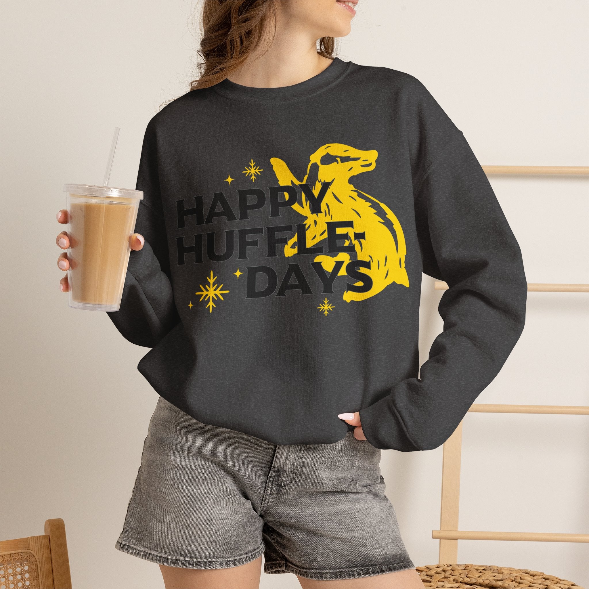 Happy Huffle-days Crewneck Sweatshirt- Wizard Christmas Sweatshirt