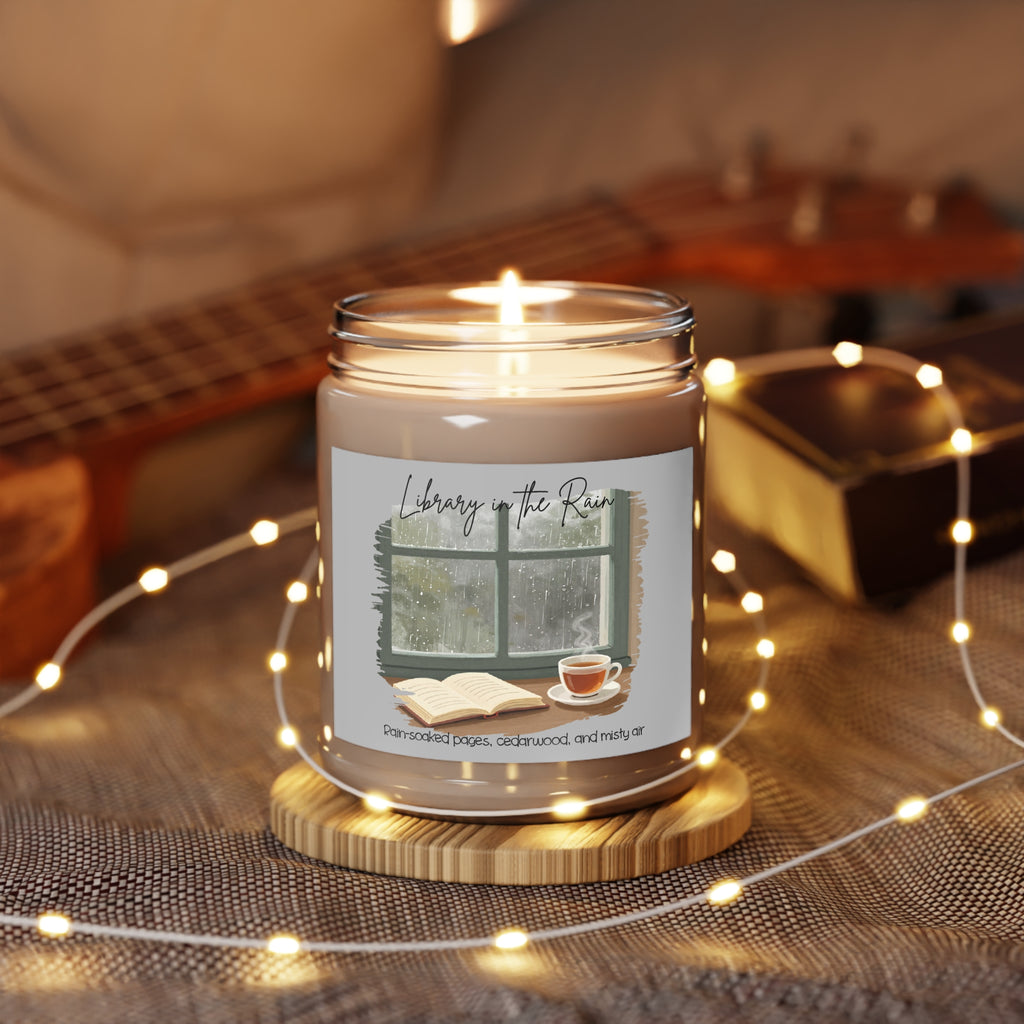 Library in the Rain Candle- Bookish Rainy Day Soy Candle for Readers