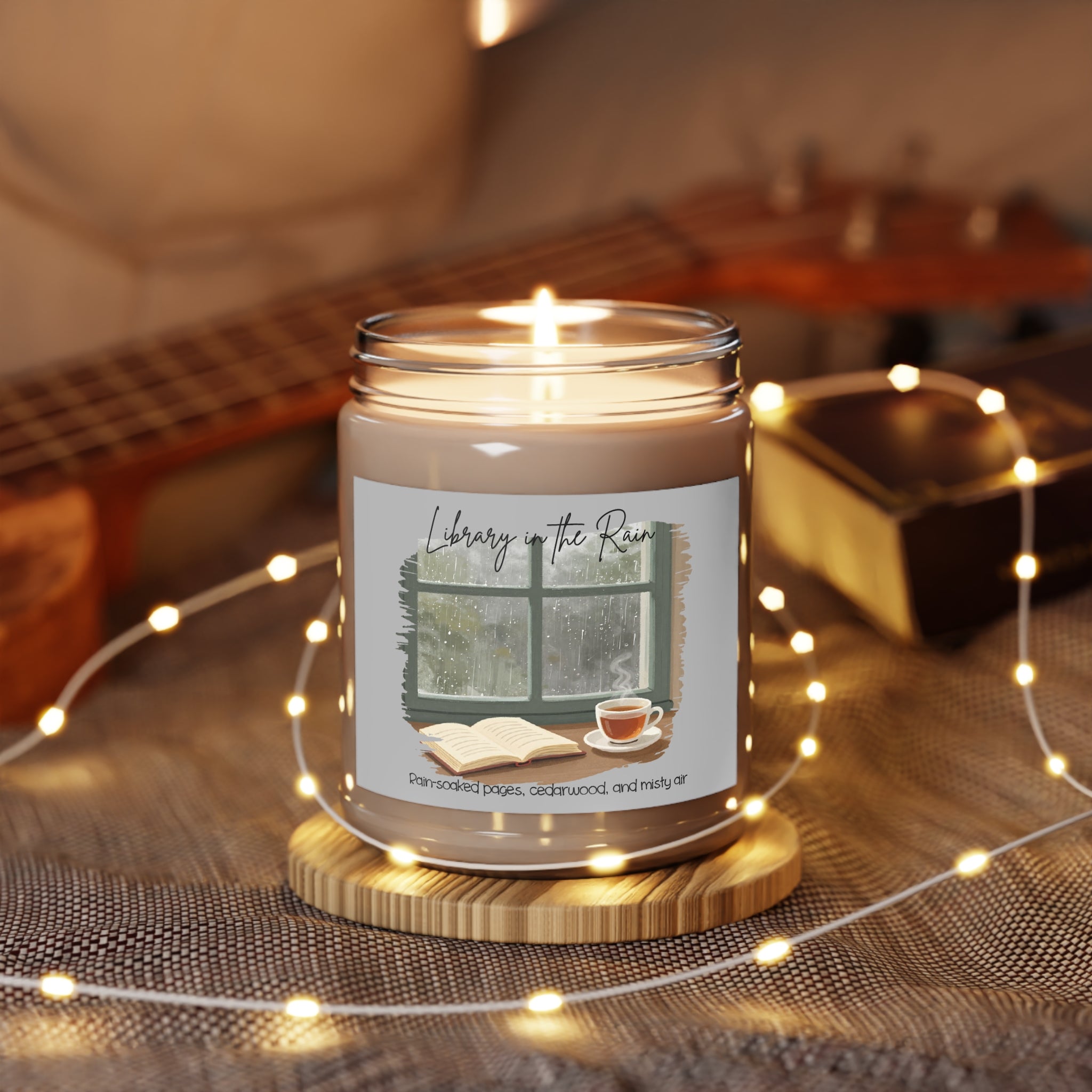 Library in the Rain Candle- Bookish Rainy Day Soy Candle for Readers