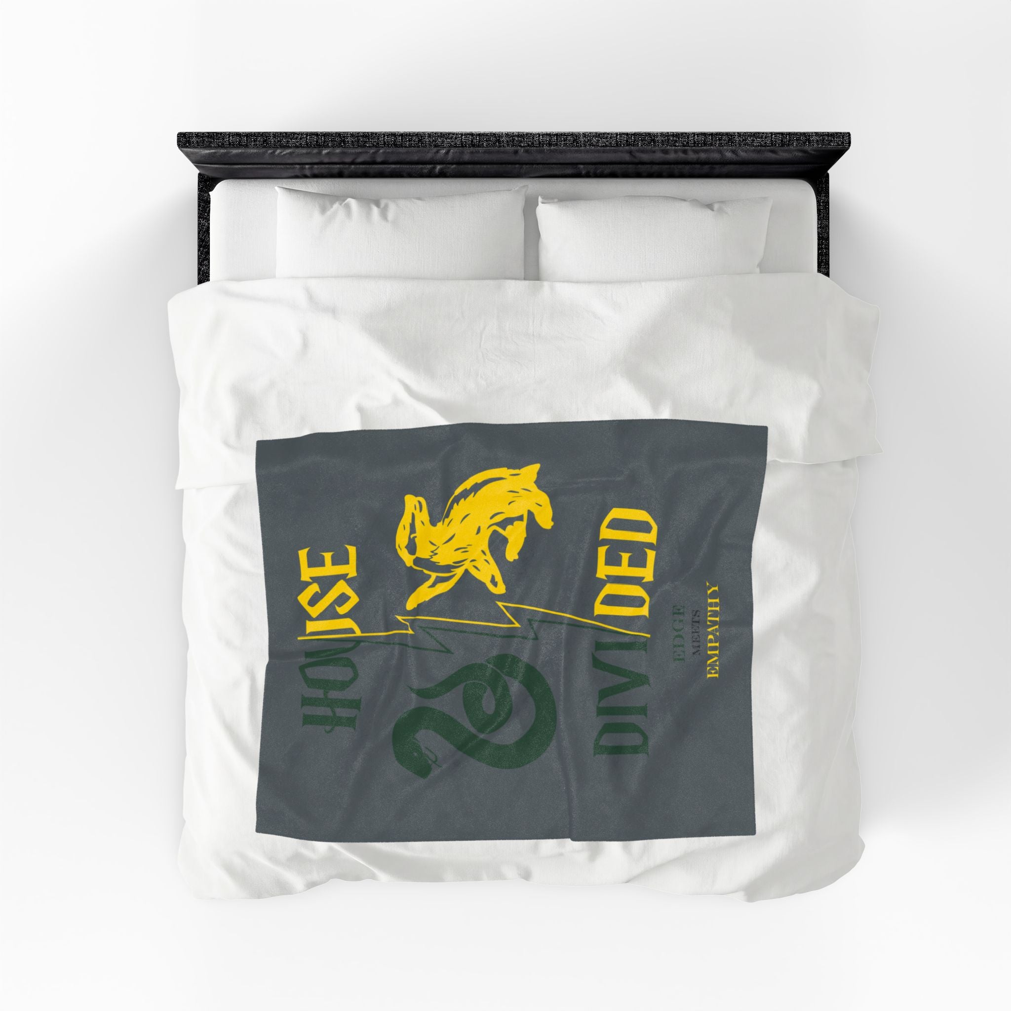 House Divided Serpent + Badger Rivalry Blanket- Edge Meets Empathy Cozy Wizardcore Throw (50x60)