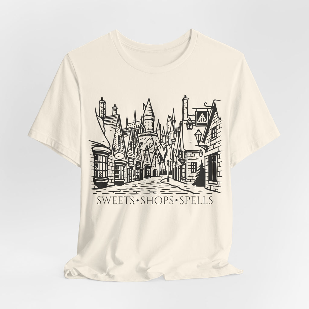 Wizard Village Poster Shirt- Sweets Shops Spells Tee
