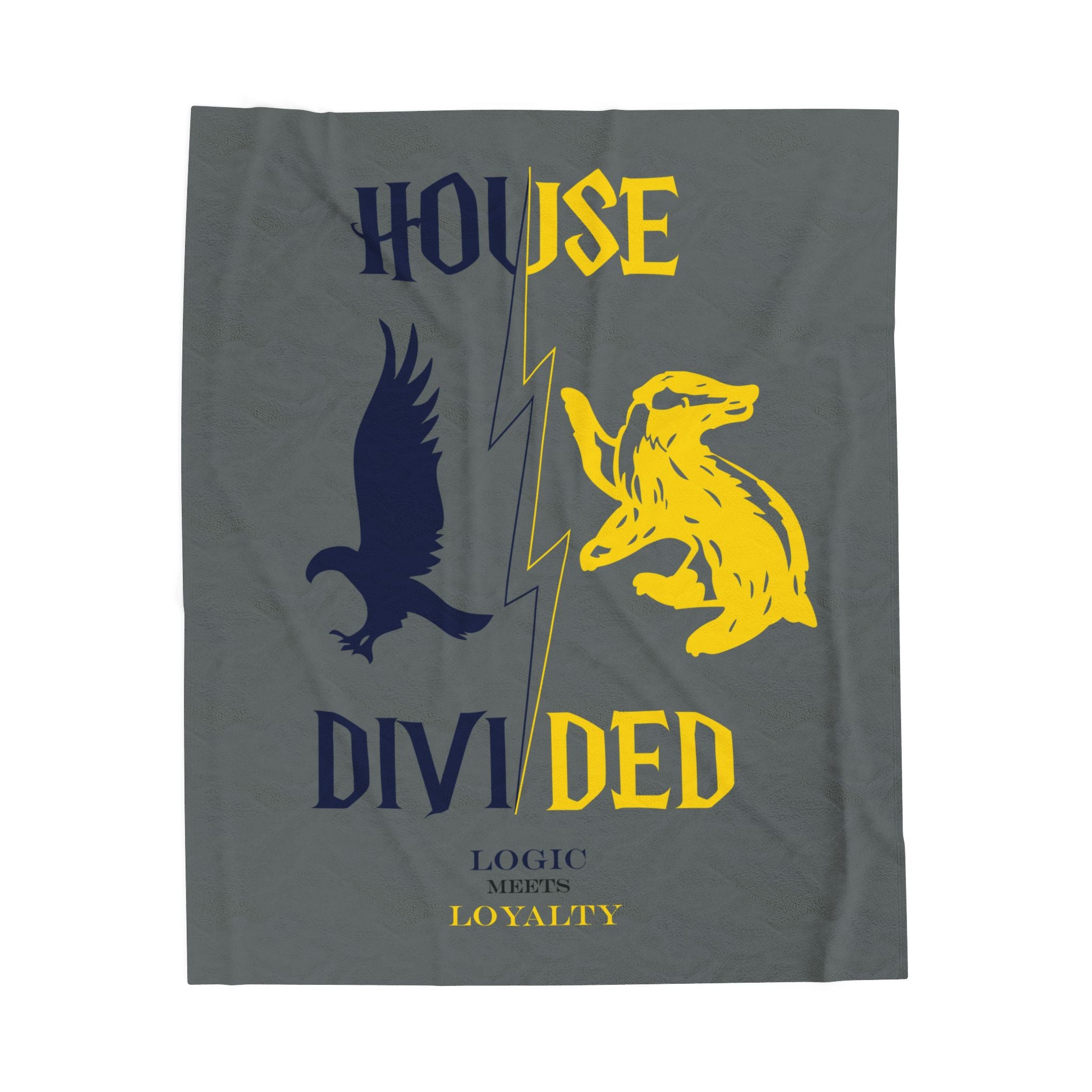House Divided Raven + Badger Rivalry Blanket- Logic Meets Loyalty Cozy Wizardcore Throw (50x60)