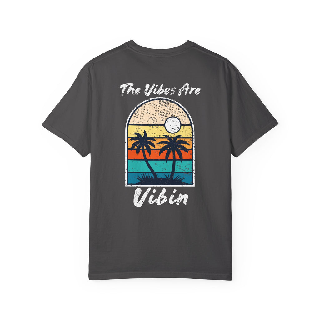 The Vibes Are Vibin Tee- Retro Palm Sunset, Beach Vibes Tee