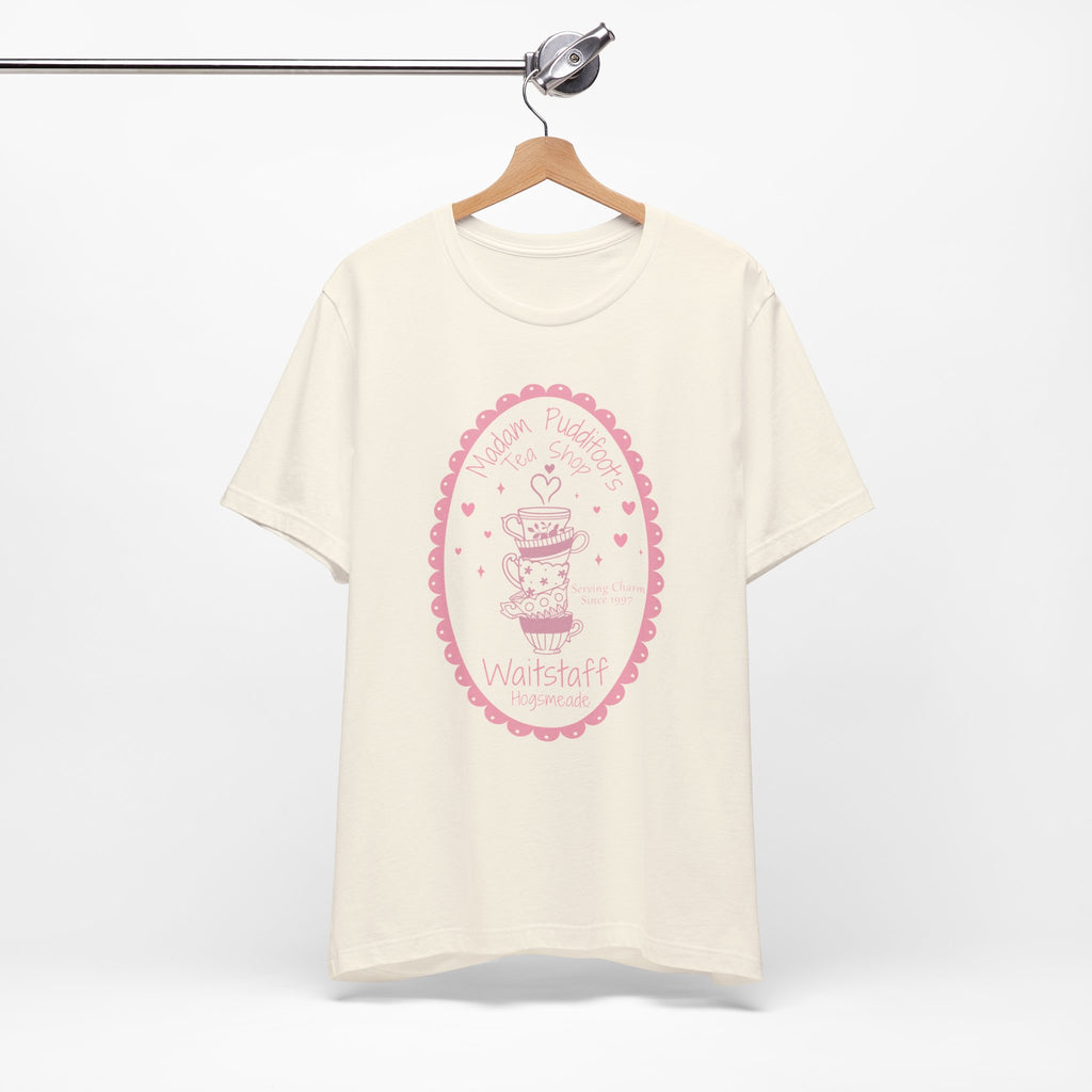 Enchanted Tea Shop Waitstaff Shirt- Cozy Teacup Heart Graphic
