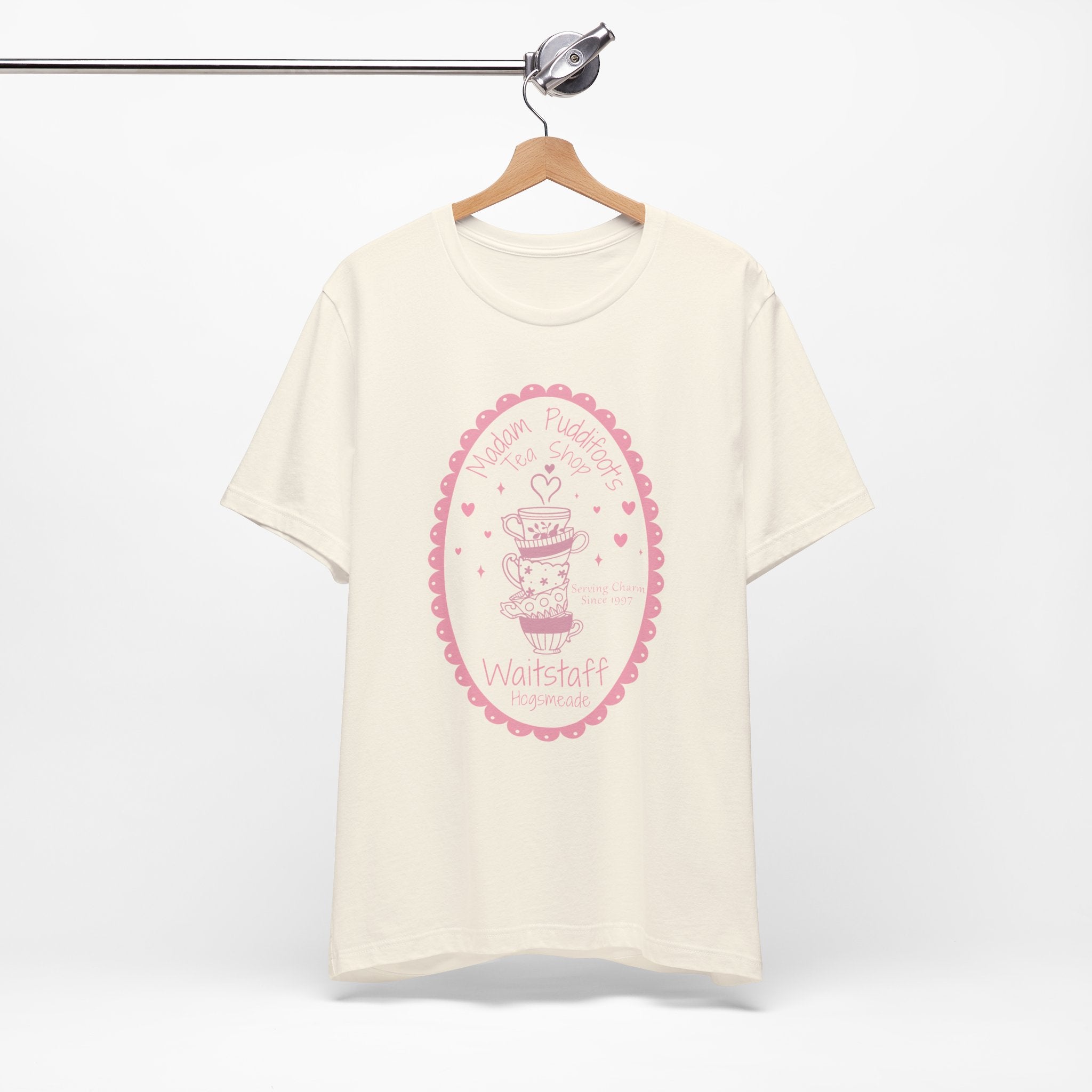 Enchanted Tea Shop Waitstaff Shirt- Cozy Teacup Heart Graphic