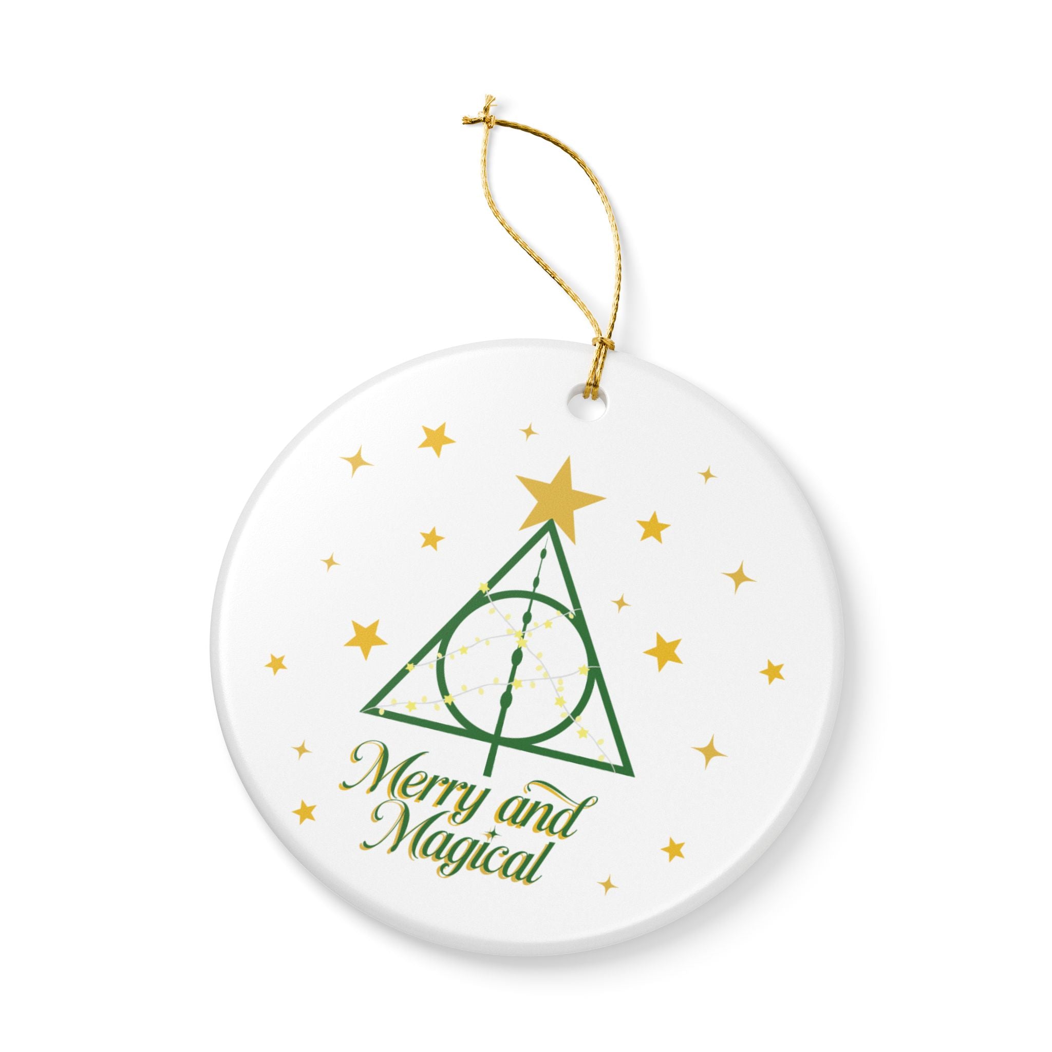 Merry and Magical Ornament- Wizard Inspired Ceramic Christmas Ornament