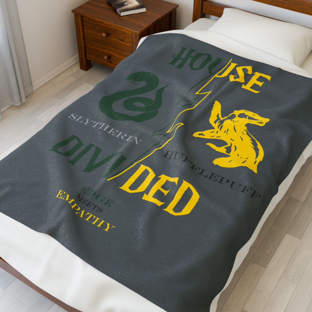 Slytherin Hufflepuff House Divided Blanket | Edge Meets Empathy Throw