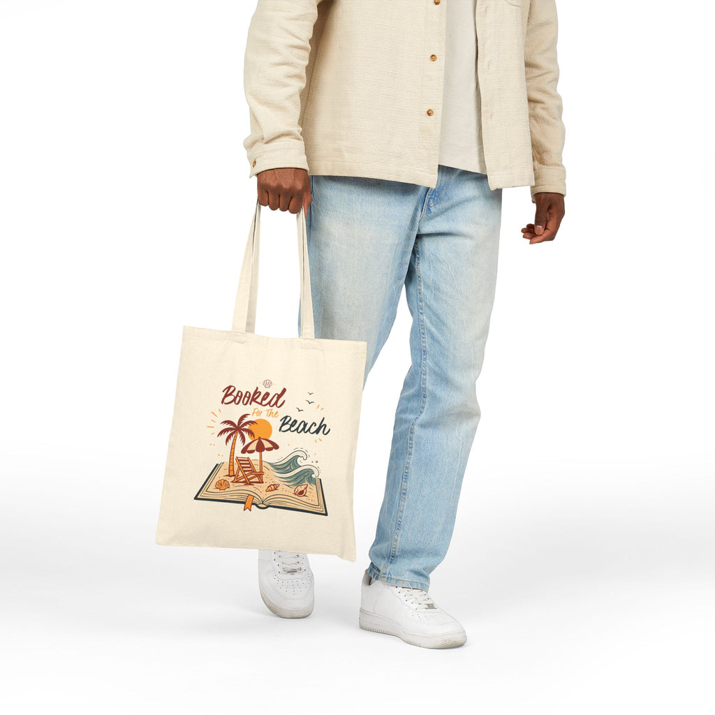 Booked for the Beach Tote Bag- Book Lover Canvas Tote