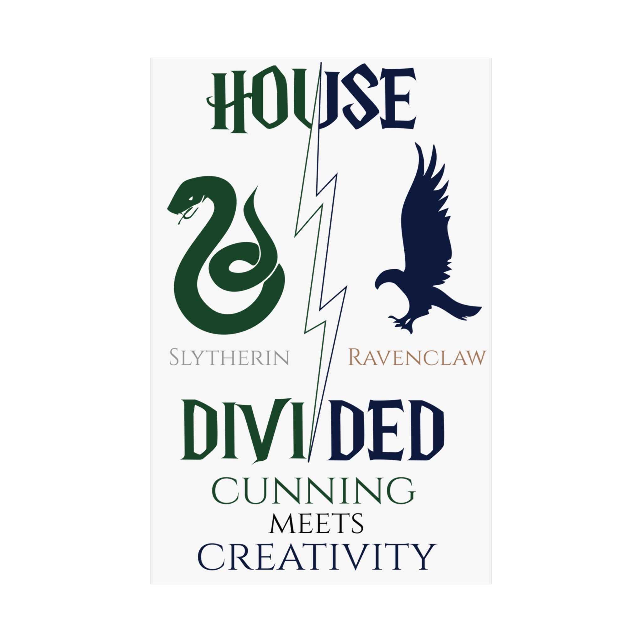House Divided Poster – Slytherin x Ravenclaw | Magical House Wall Art
