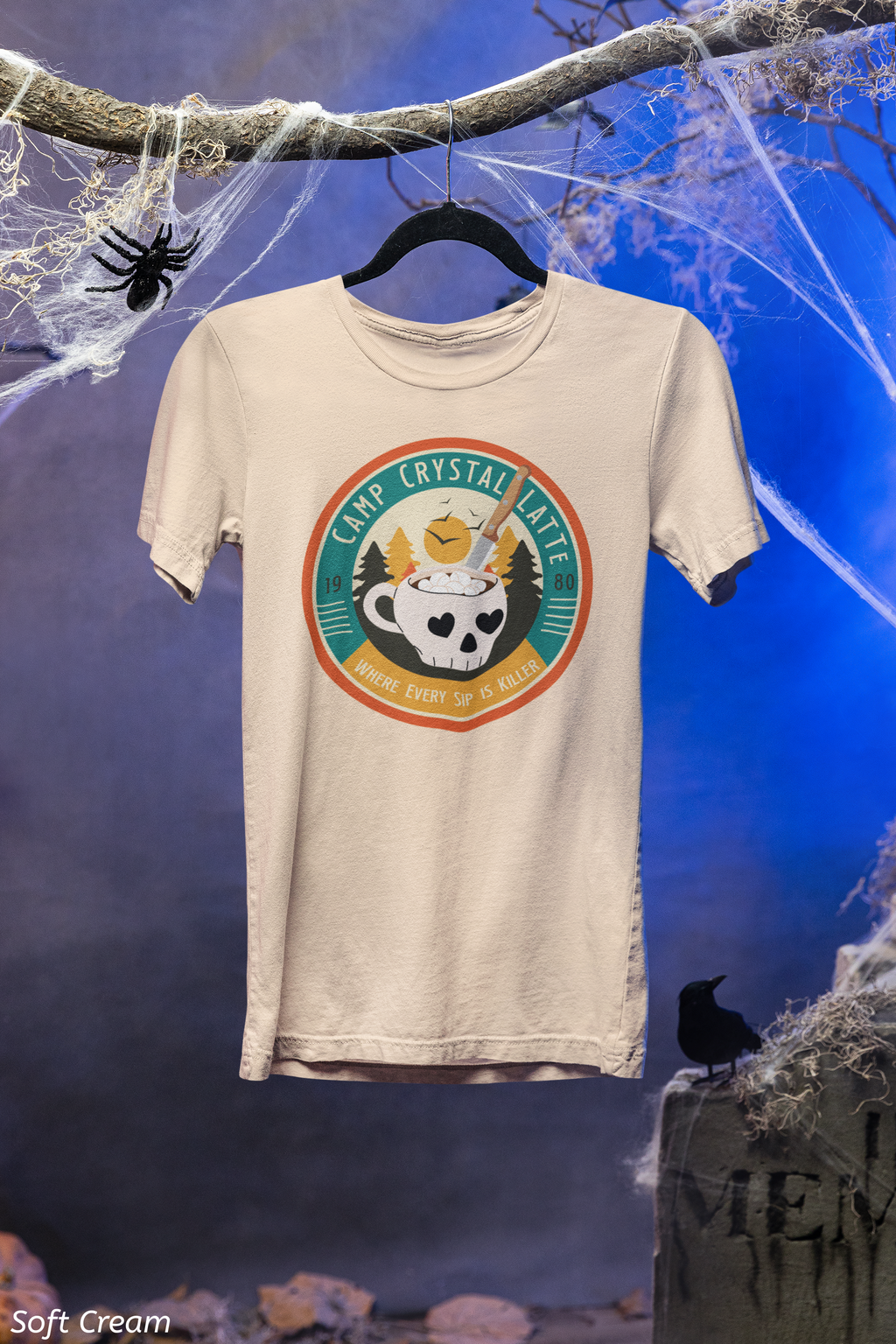 Retro Horror Coffee Shirt- Camp Crystal Latte Halloween Tee