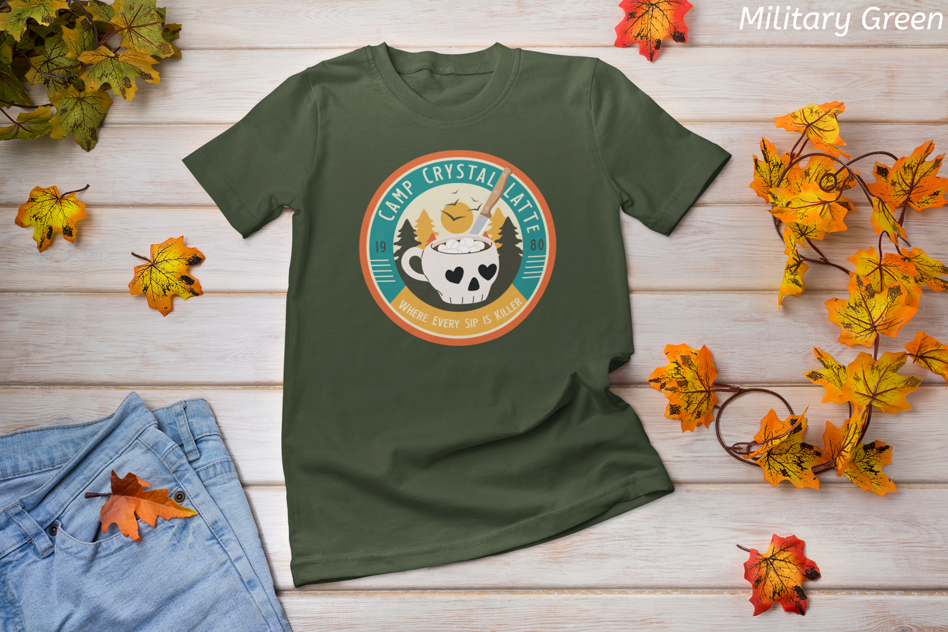 Retro Horror Coffee Shirt- Camp Crystal Latte Halloween Tee