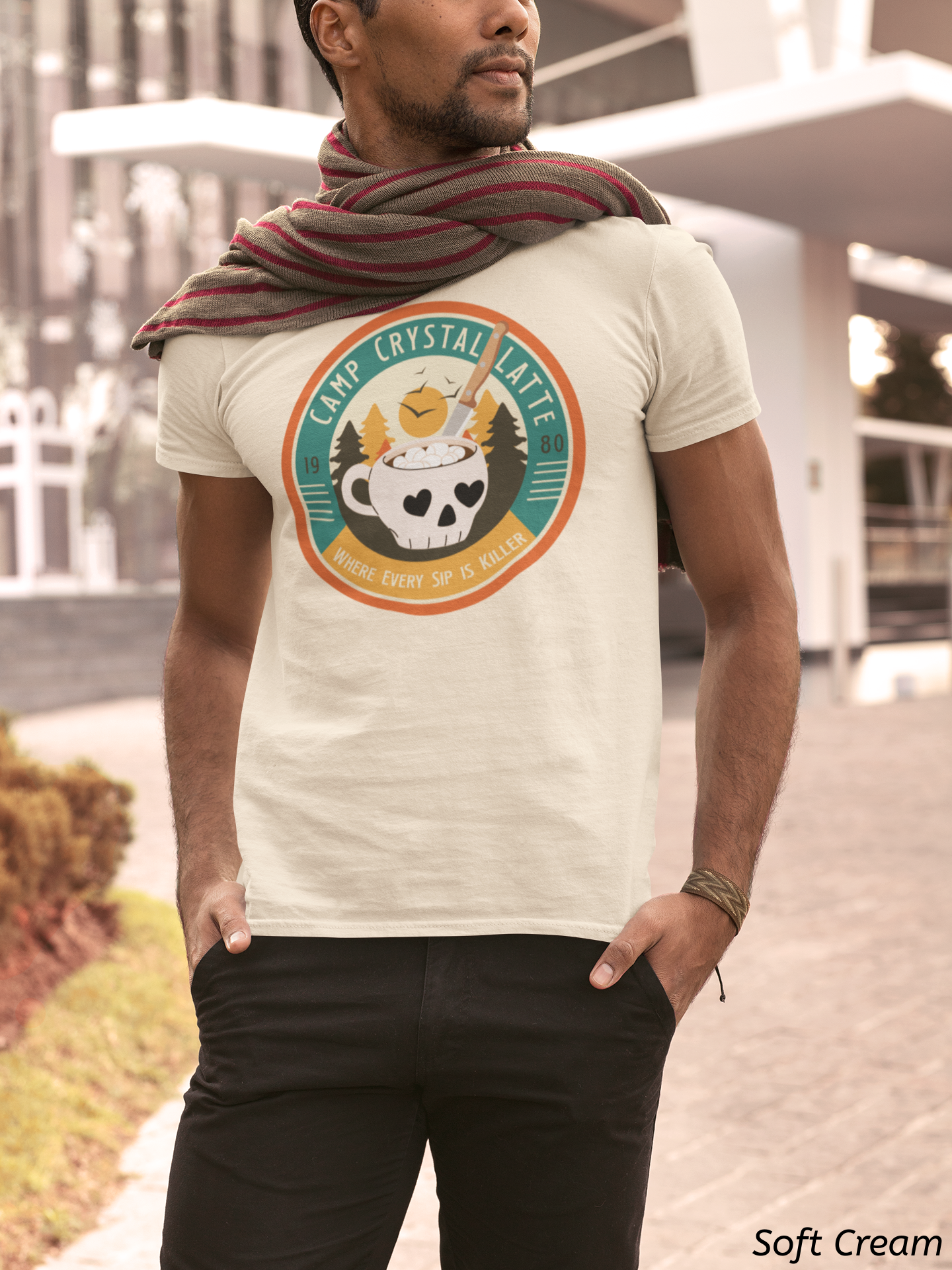 Retro Horror Coffee Shirt- Camp Crystal Latte Halloween Tee