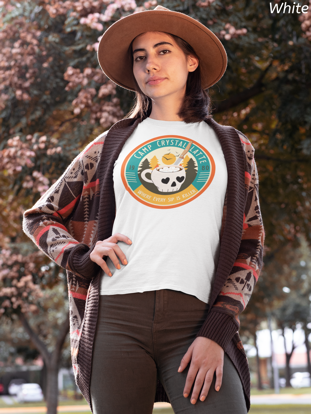 Retro Horror Coffee Shirt- Camp Crystal Latte Halloween Tee