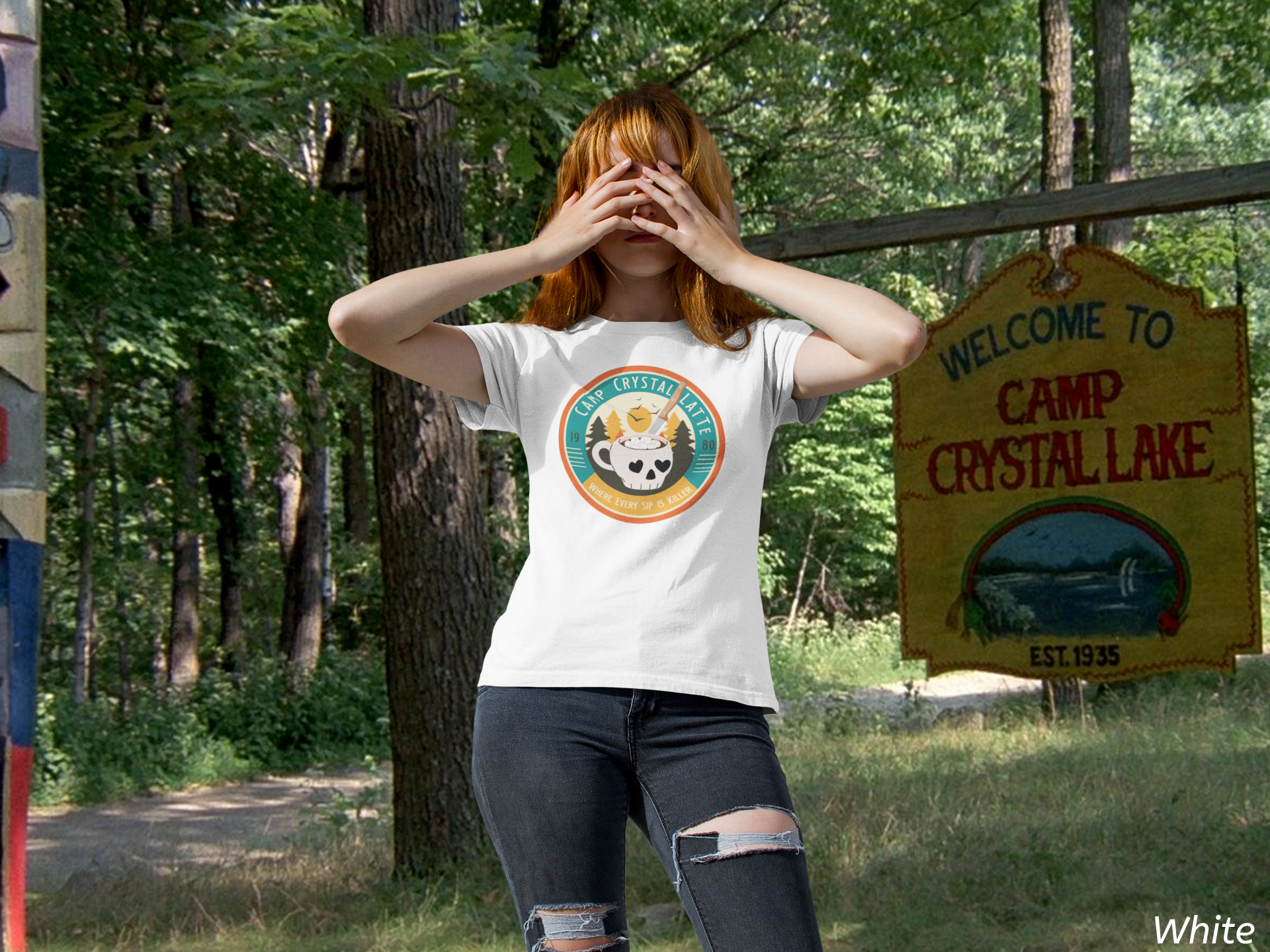 Retro Horror Coffee Shirt- Camp Crystal Latte Halloween Tee